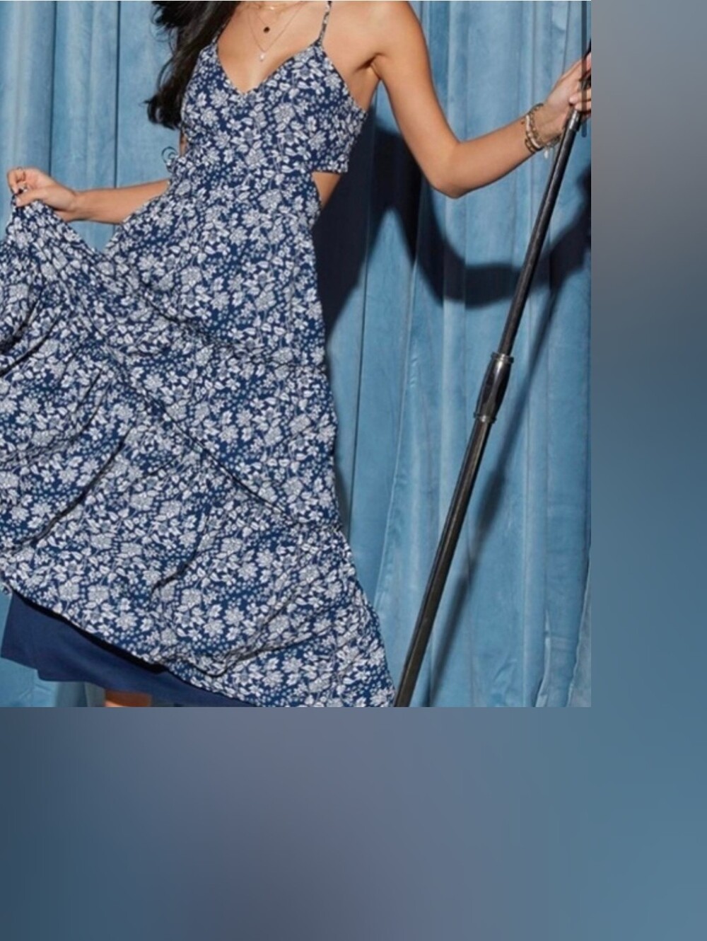 Francesca's Navy Floral Maxi Dress